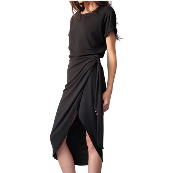 NWT’s🏷️ LBLC the Label Kelly Tulip-Hem Wrap Dress in Black - Picture 1 of 4